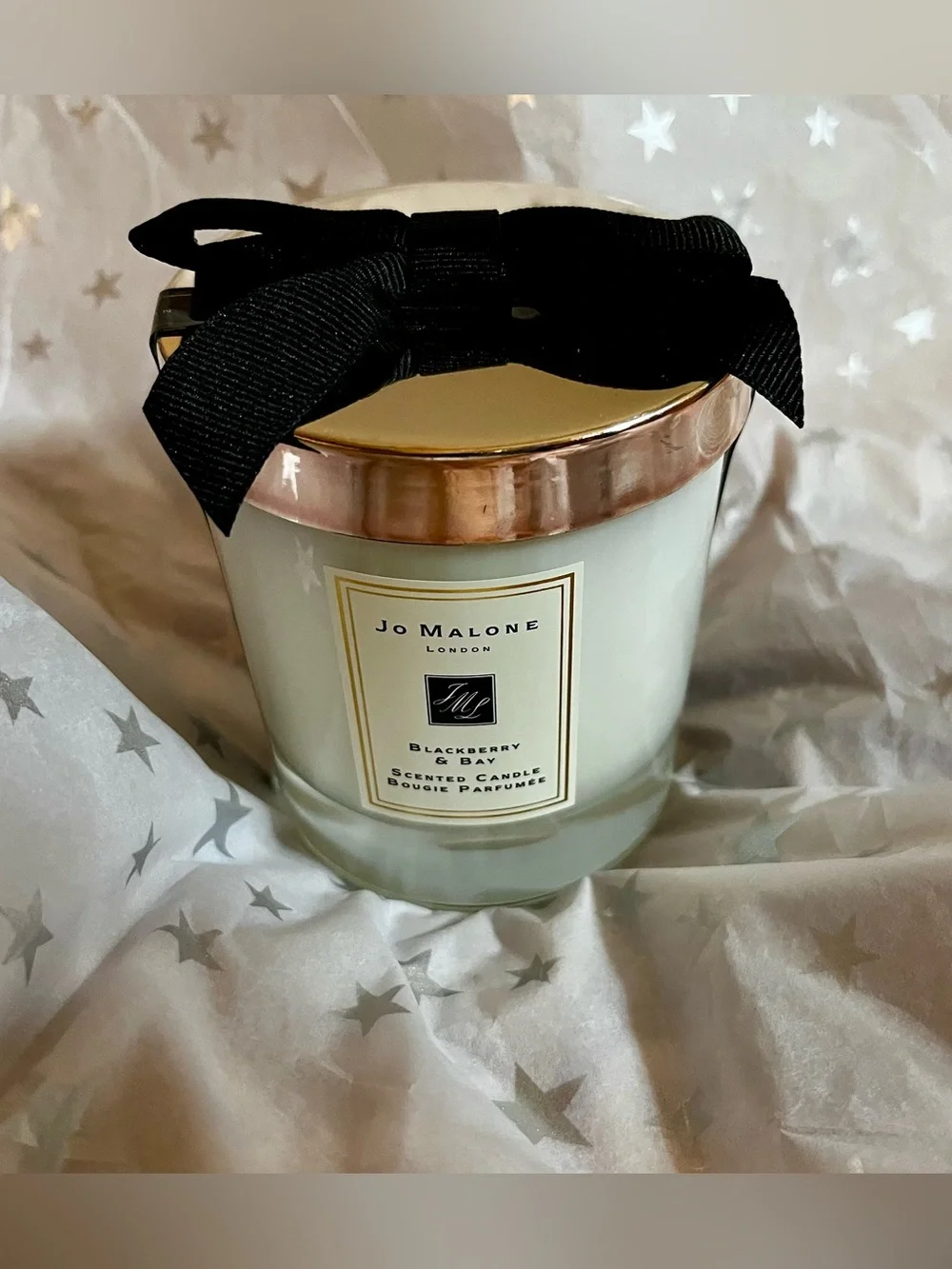 Jo Malone White Candle with Rose Gold Lid and Black Bow